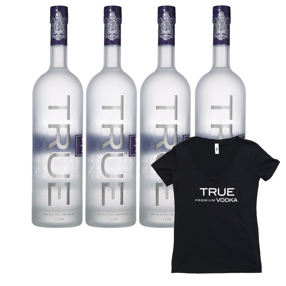 True Vodka 750ml (4-Pack with Free Shipping & Women T-shirt)